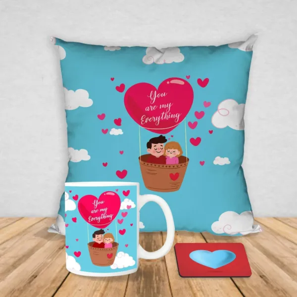 Valentine Gift Coffee Mug You Are My Everything & Cushion