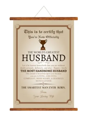 The World's Greatest Husband Certificate Valentine Scroll