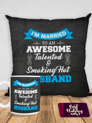 Valentine Gift Hamper Coffee Mug I'm  Married & Cushion