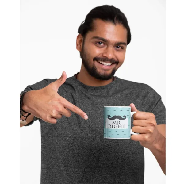 Valentine Gift Ceramic Coffee Mug Mr. Right With Coaster Set