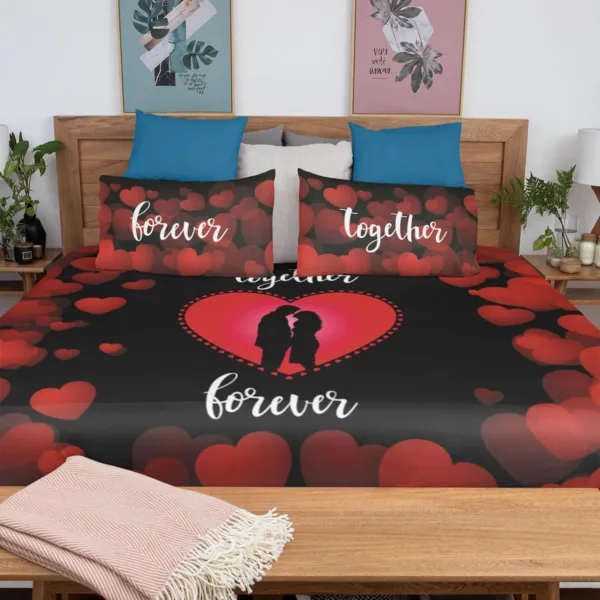 Together Forever Printed Bedsheet for Couple with 2 Pillow Covers