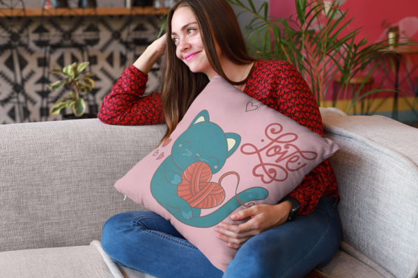 Valentine Gift Cute Cat Love Cushion Cover For Couples