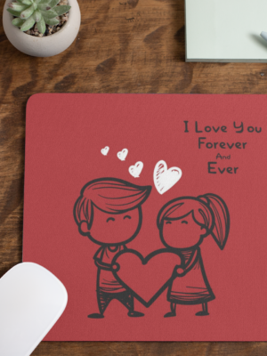 I Love You Forever and Ever cute Printed Valentine day Mousepad