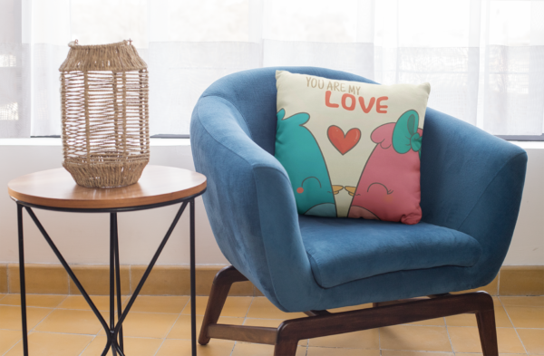 Valentine Gift Love Birds Printed Cushion Cover For Girlfriend