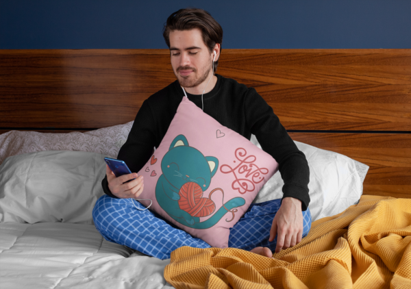 Valentine Gift Cute Cat Love Cushion Cover For Couples