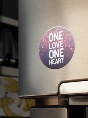 Valentine Gift One Love One Heart Printed Fridge Magnet