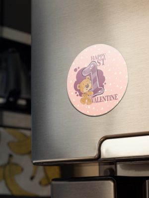 Valentine Gift My 1st Valentine Cute Panda Peach Fridge Magnet