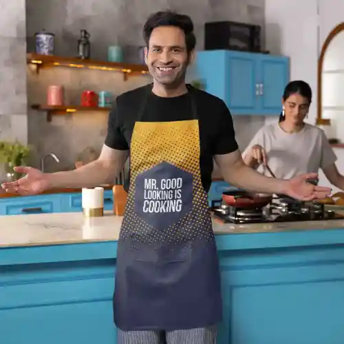 Mr. Good Looking For Cooking Husband Apron With Chef Hat