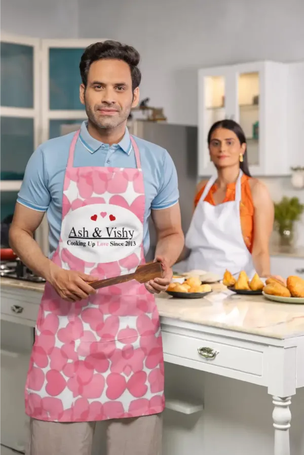 Personalized Couple Name & Year Apron And Chef Hat for Men & Women