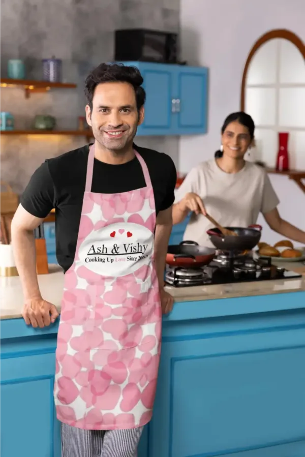 Personalized Couple Name & Year Apron And Chef Hat for Men & Women