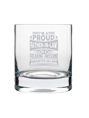 Proud Father in Law Engraved Whiskey Glass