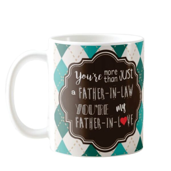 Birthday Gifts for Father in Law, Father in Love Combo Set of 4 Mug-Coaster-Cushion Cover-Mousepad