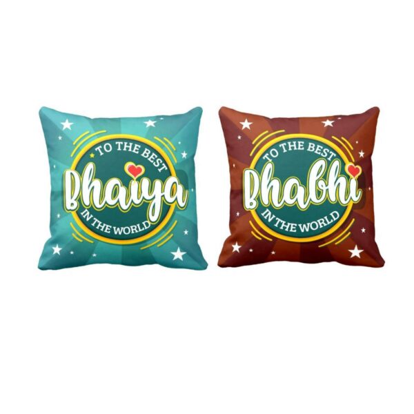 Yaya Cafe Best Bhaiya Bhabhi in The World Printed Cushion Cover 12 x 12 inches Set of 2