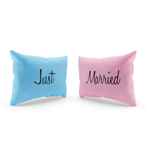 Birthday Gifts 27x17 Inches Printed Velvet Pillow Covers for Husband Wife Couples - Just Married