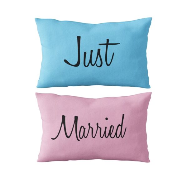Birthday Gifts 27x17 Inches Printed Velvet Pillow Covers for Husband Wife Couples - Just Married