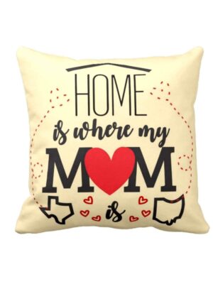 Birthday Gifts for Mom 16 x 16 inches Home is Where My Mom is Printed Velvet Cushion Cover Throw Pillow (Yellow)