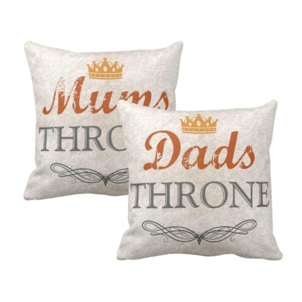 Birthday Gifts for Mom Dad 20 x 20 inches Throne Kind Dad Queen Mom Printed Velvet Cushion Cover Throw Pillow
