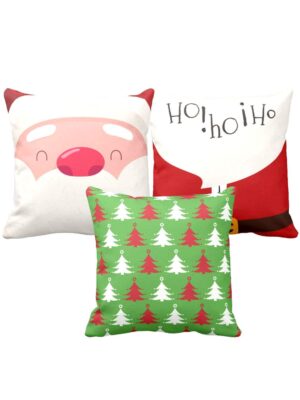 Christmas Gifts Cushion Covers House Decoration 20 x 20 inches Set of 3 - Ho Ho Ho Santa Claus Snowman