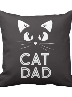 Birthday 12 x 12 inches Cat Dad Pet Printed Velvet Cushion Cover Throw Pillow