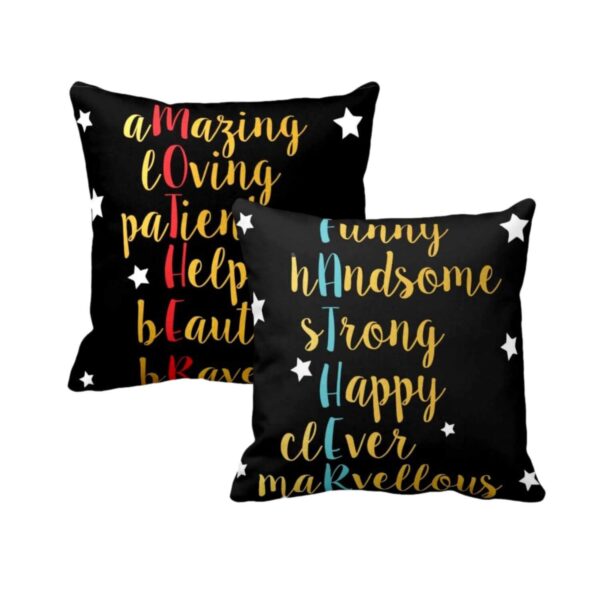 Mothers for Parents Honest Hardworking Mom Dad Printed Cushion Cover Set of 2-16X16 inches