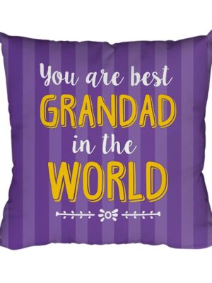 Yaya Cafe for Grandfather You are The Best Grandad in The World Printed Cushion Cover 16X16 inches Cotton Multi