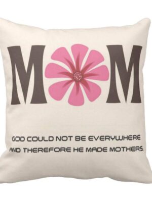 Birthday Gifts for Mom 16 x 16 inches Blessed with Mom Printed Velvet Cushion Cover Throw Pillow