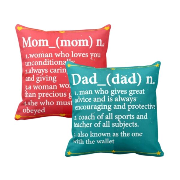 Birthday Gifts for Mom Dad 16 x 16 inches Mom Dad Definition Printed Velvet Cushion Cover Throw Pillow