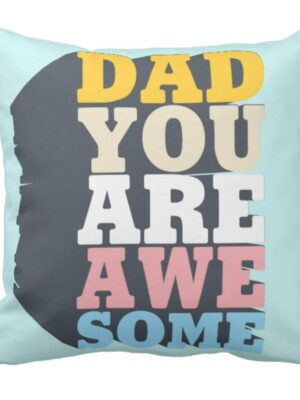 Birthday Gifts for Father 12 x 12 inches Awesome Dad Printed Velvet Cushion (with Filler) Throw Pillow