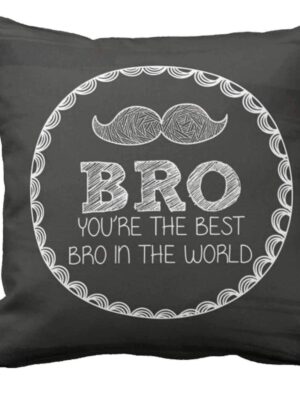 Yaya Cafe Birthday Rakhi Gifts for Brother, Moustache Bro 16x16 inches Printed Cushion Cover