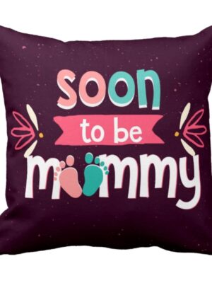 Birthday Gifts for Mom to Be 16 x 16 inches Soon to be Mommy Printed Velvet Cushion Cover Throw Pillow