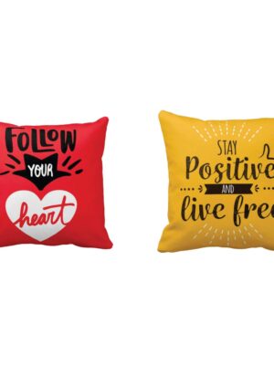 Follow Your Heart Positive Live Free Motivational Quotes Cushion Cover Set of 2 20X20 inches