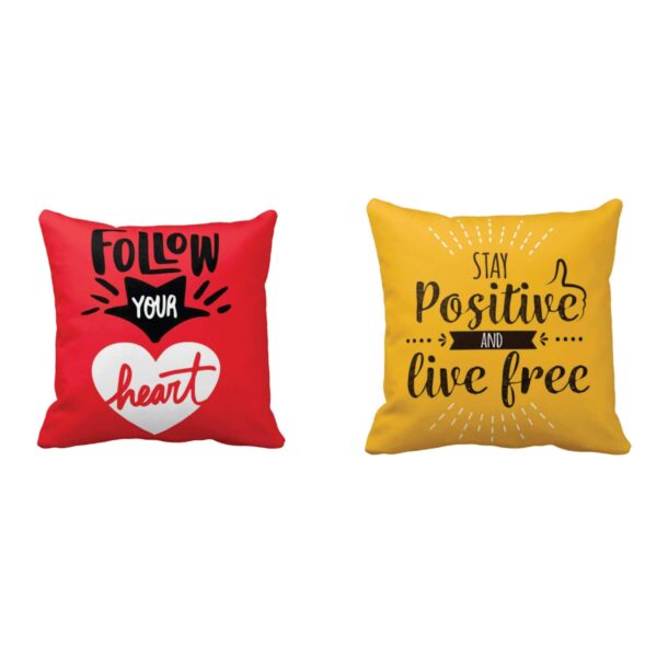 Follow Your Heart Positive Live Free Motivational Quotes Cushion Cover Set of 2 20X20 inches