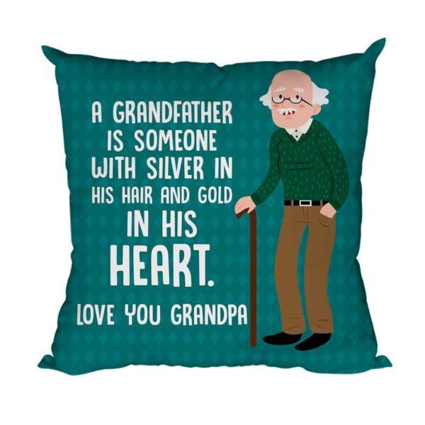 Birthday Gifts for Father for Grandfather with Silver in His Hair and Gold in His Heart Gift Combo Hamper Set of 3 - Mug, Coaster, Cushion C