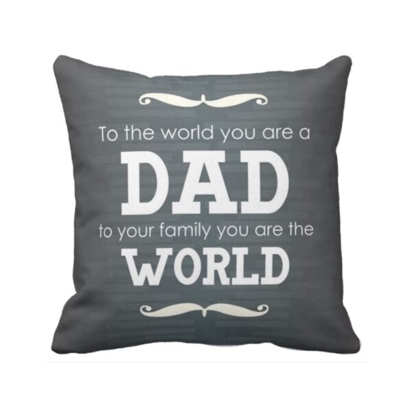 Birthday 12 x 12 inches Dad World Printed Velvet Cushion (with Filler) Throw Pillow