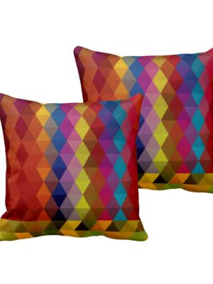 16X16 inches Set of 2 Cushion Covers Distinctively Abstract Printed Sofa Throw Pillows Multicolor