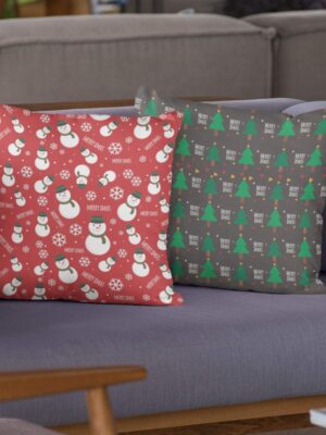 Christmas Gifts Cushion Covers House Decoration 24 x 24 inches Set of 2 - Snowman Marry Xmas