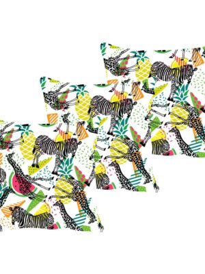 Pleasing Giraffe and Zebra Animal Floral Flowers Cushion Cover Set of 3 20X20 inches