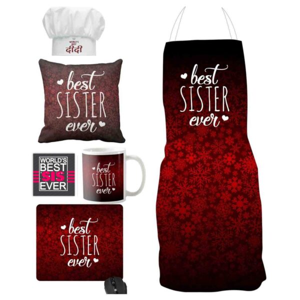 Ceramic Apron,Chef Hat, Mug, Cushion Cover, Mousepad, Coaster - 6 Pieces, Multicolour, 330 ml