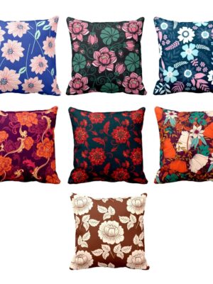 Strikingly Beautiful Floral Flowers Cushion Cover Set of 7 20X20 inches