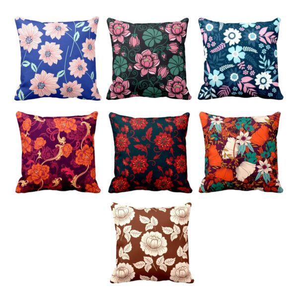 Strikingly Beautiful Floral Flowers Cushion Cover Set of 7 20X20 inches