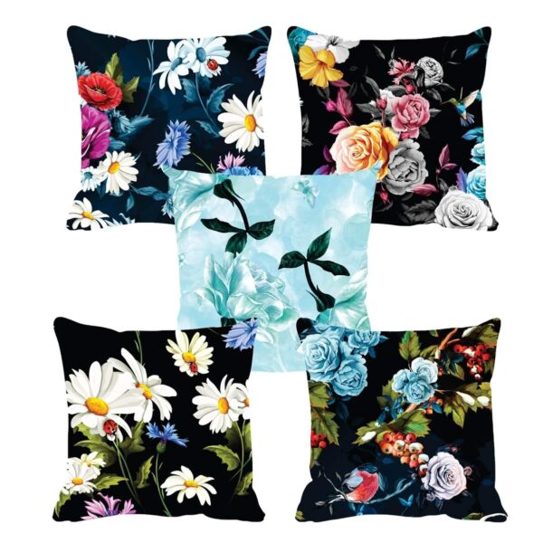TheYaYaCafe Cushion Covers Attractively Floral Flowers Printed Sofa Throw Pillows (Multicolor,12x12 inches)