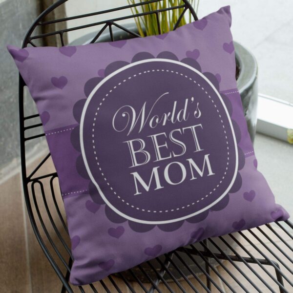 Worlds Best Mom Gifts for Mom Cushion with Filler 12x12 inches