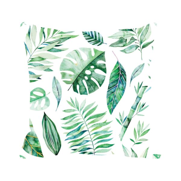 Cotton Charming Leaf Floral Flowers Printed Sofa Throw Pillows Cushion Cover (Green, 16x16 inches)