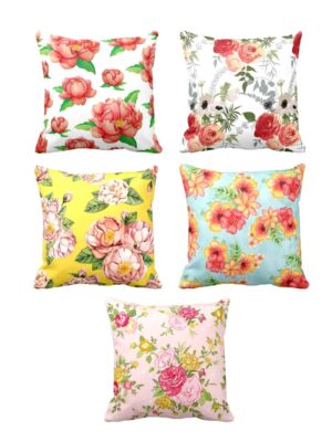 Sightly Pleasing Marvelous Floral Flowers Cushion Cover Set of 5 24X24 inches