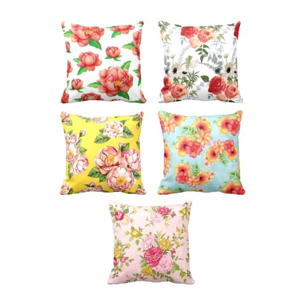 Sightly Pleasing Marvelous Floral Flowers Cushion Cover Set of 5 24X24 inches