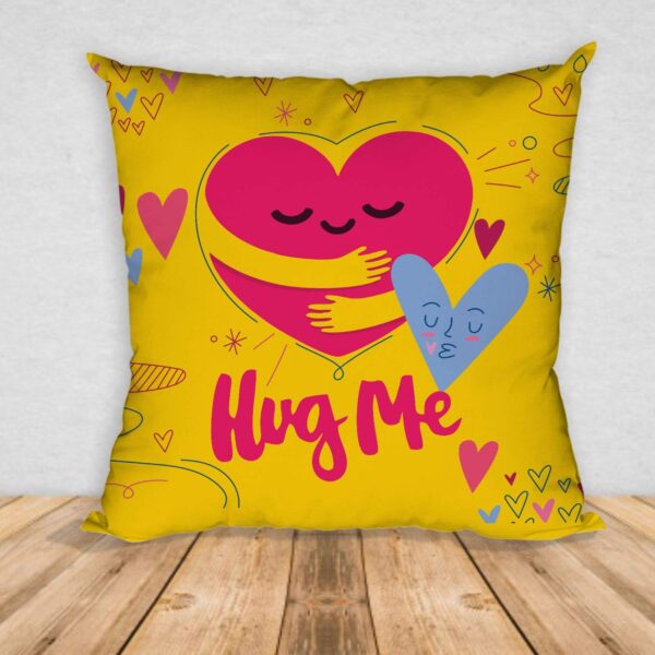 Valentine Gift for Girlfriend Hug Me Printed Sofa Throw Pillows Cushion - 24x24 inches, Yellow