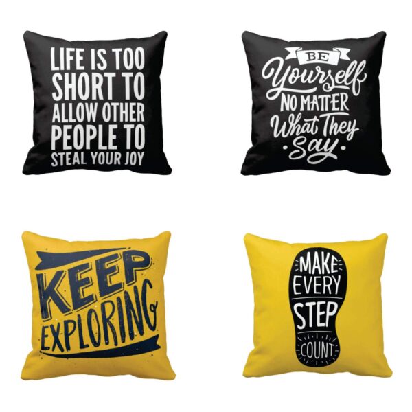Life is Too Short Keep Exploring Motivational Quotes Cushion Cover Set of 4 12X12 inches