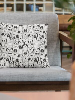 Cute Animal Doggy Printed Cushion (with Filler) for Kids, Living Room, Bedroom, Sofa Throw Pillow Velvet - 12x12 Inches