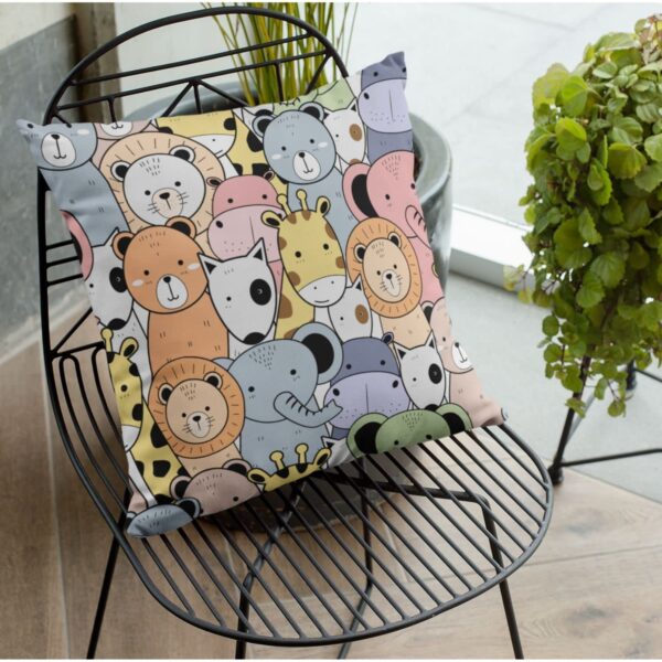 Cute Animal Hello Giraffe Printed Cushion Cover for Kids, Living Room, Bedroom, Sofa Throw Pillow Velvet - 16x16 Inches