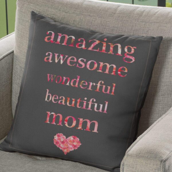 Amazing Awesome Mom Gifts for Mom Cushion with Filler 12x12 inches